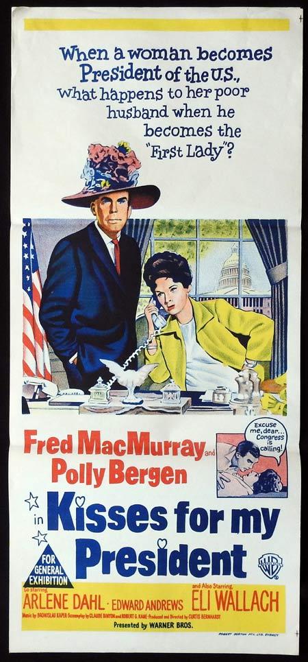 KISSES FOR MY PRESIDENT Original daybill Movie Poster Fred MacMurray Polly Bergen Eli Wallach