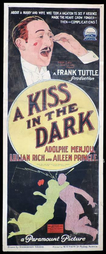 A KISS IN THE DARK Long Daybill Movie poster 1925 Richardson Studio Adophe Menjou