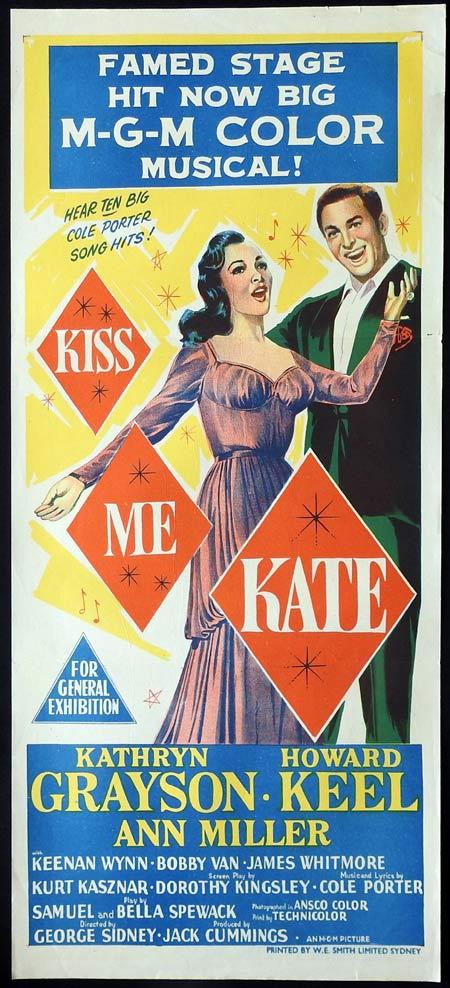 KISS ME KATE Original daybill Movie Poster Mario Lanza Kathryn Grayson