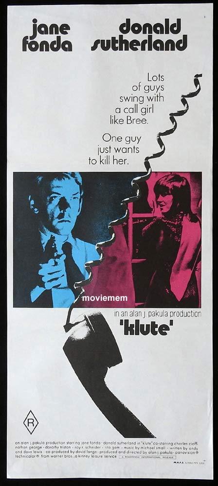 KLUTE Original Daybill Movie Poster Jane Fonda Donald Sutherland