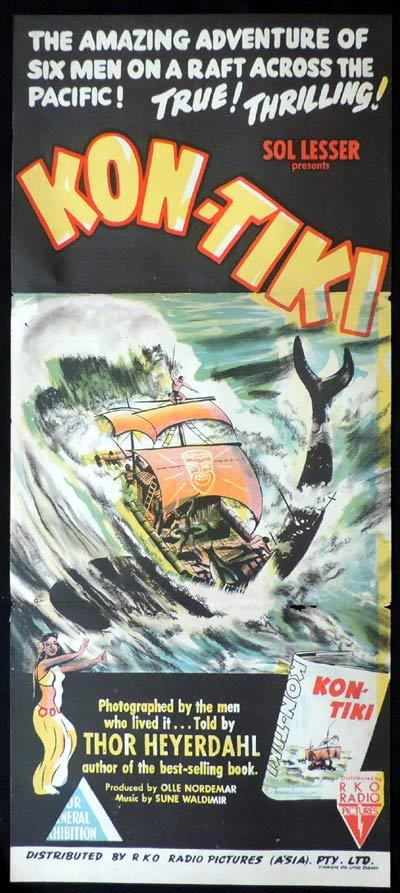KON-TIKI Original Daybill Movie Poster Kon Tiki expedition Thor Heyerdahl
