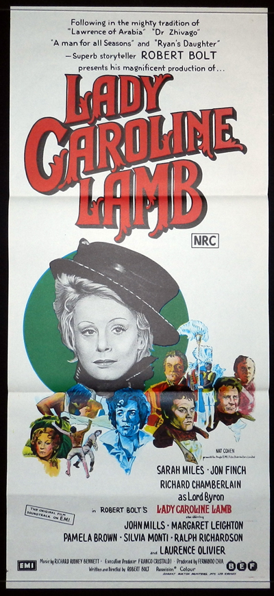 LADY CAROLINE LAMB Original Daybill Movie poster SARAH MILES Richard Chamberlain