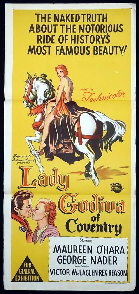 LADY GODIVA OF COVENTRY Movie poster 1955 Maureen O’Hara Australian Daybill