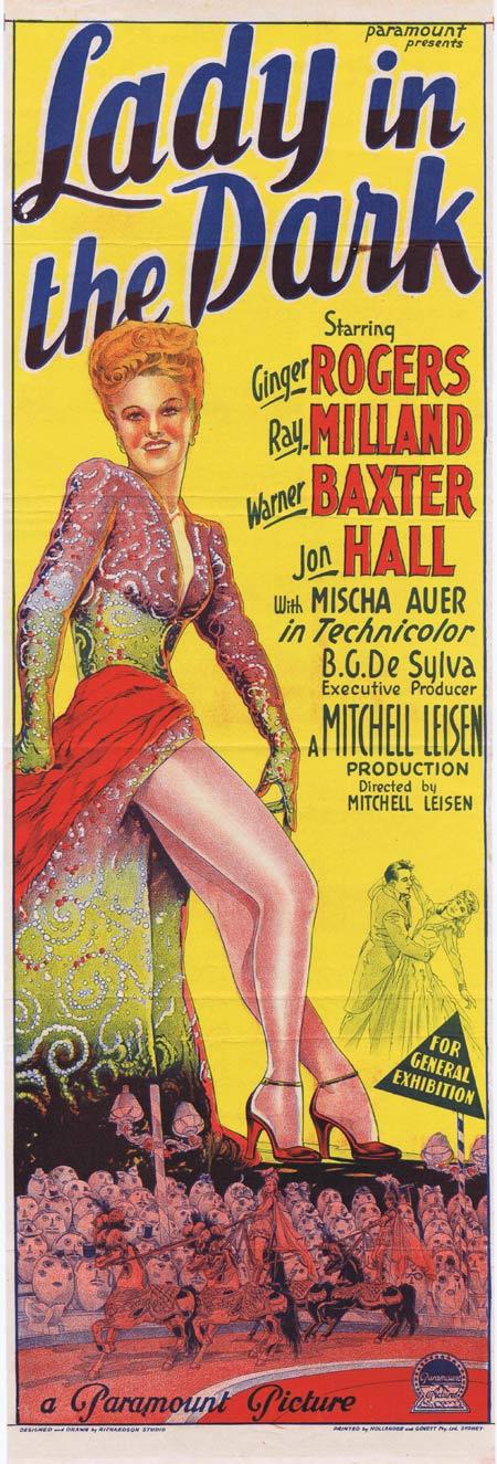 LADY IN THE DARK Original Daybill Movie Poster Ginger Rogers Ray Milland