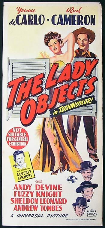 THE LADY OBJECTS Movie poster Yvonne De Carlo Rod Cameron