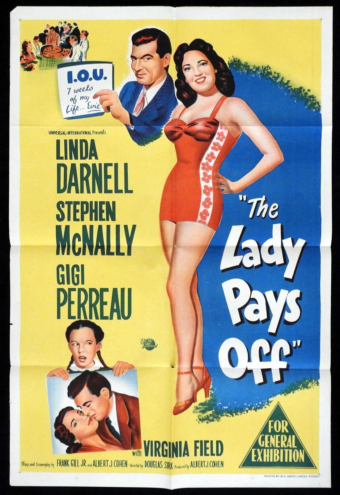 THE LADY PAYS OFF Original One sheet Movie poster  Linda Darnell Stephen McNally