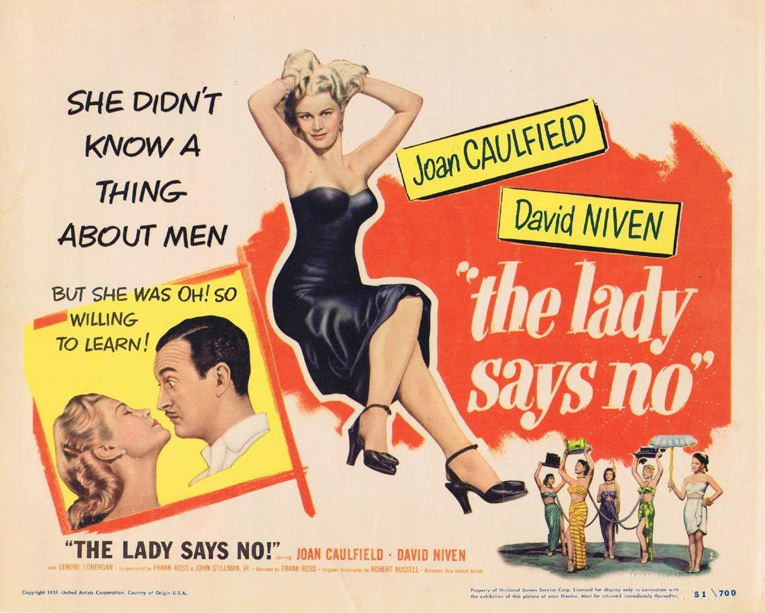 THE LADY SAYS NO Title Lobby card David Niven Joan Caulfield