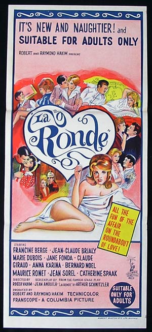 LA RONDE Movie poster 1964 Francine Berge Australian Daybill