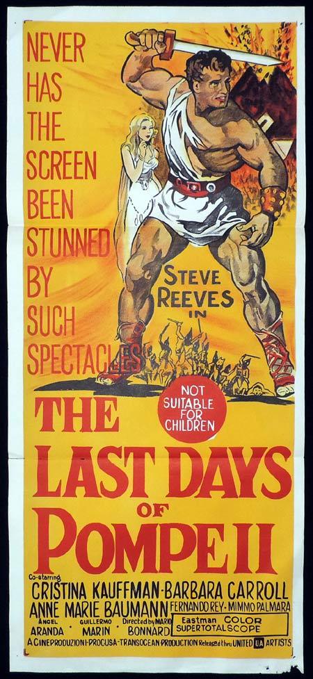 LAST DAYS OF POMPEII Original Daybill Movie Poster Steve Reeves Sword and Sandal