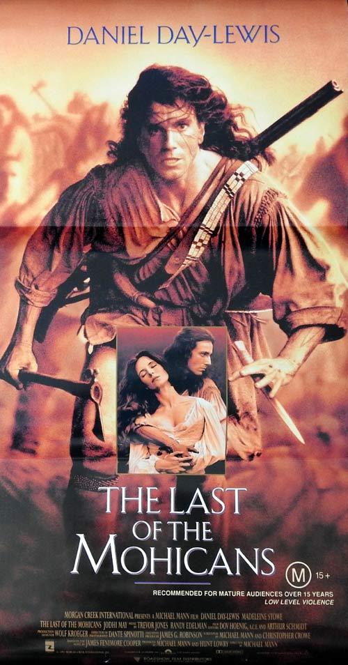 THE LAST OF THE MOHICANS Original daybill Movie Poster Daniel Day-Lewis