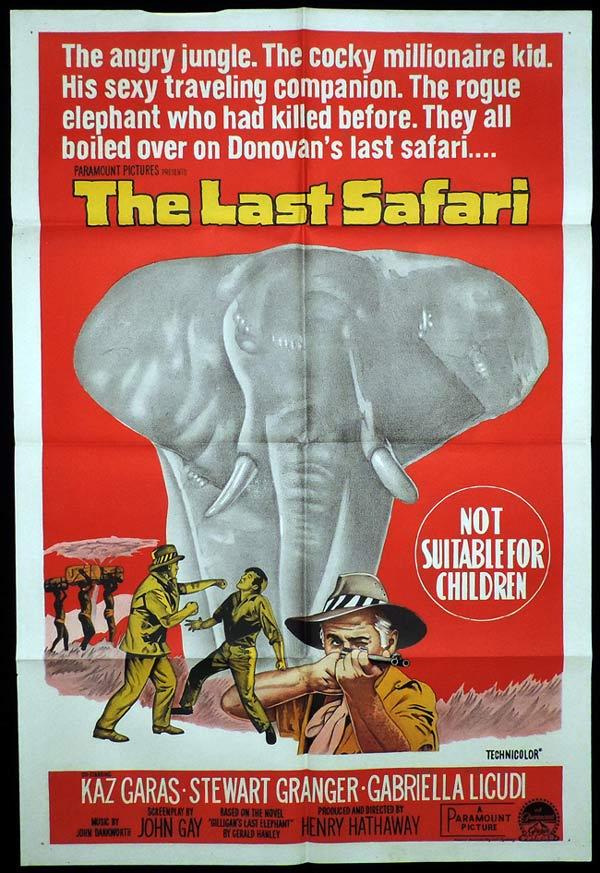 THE LAST SAFARI One Sheet Movie Poster Stewart Granger Elephant
