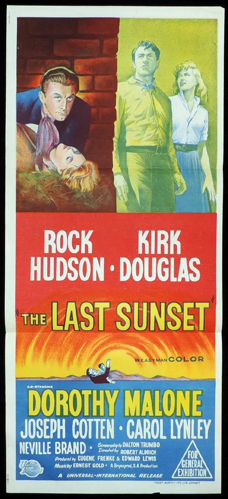 THE LAST SUNSET Original Daybill Movie Poster Rock Hudson Kirk Douglas