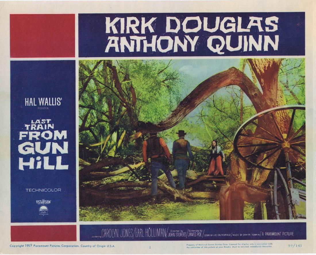 LAST TRAIN FROM GUN HILL Lobby Card 1 Kirk Douglas Anthony Quinn Carolyn Jones