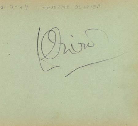 LAURENCE OLIVIER Autographed Album Page 1944