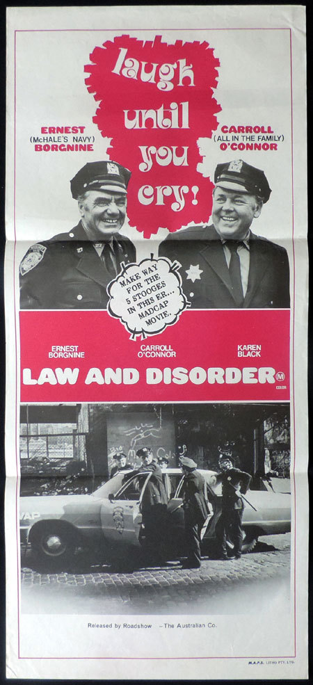 LAW AND DISORDER Original Australian Daybill Movie poster Carroll O’Connor Ernest Borgnine
