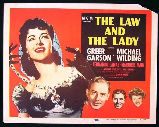 THE LAW AND THE LADY 1951 Greer Garson Title Lobby card