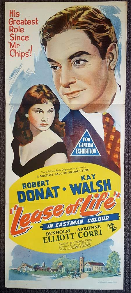 LEASE OF LIFE Original Daybill Movie Poster Robert Donat Kay Walsh Adrienne Corri