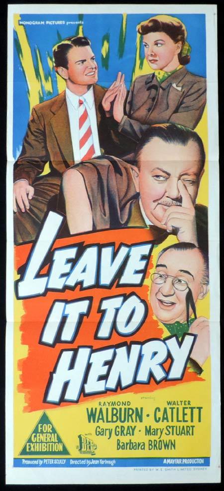LEAVE IT TO HENRY Original Daybill Movie Poster Raymond Walburn