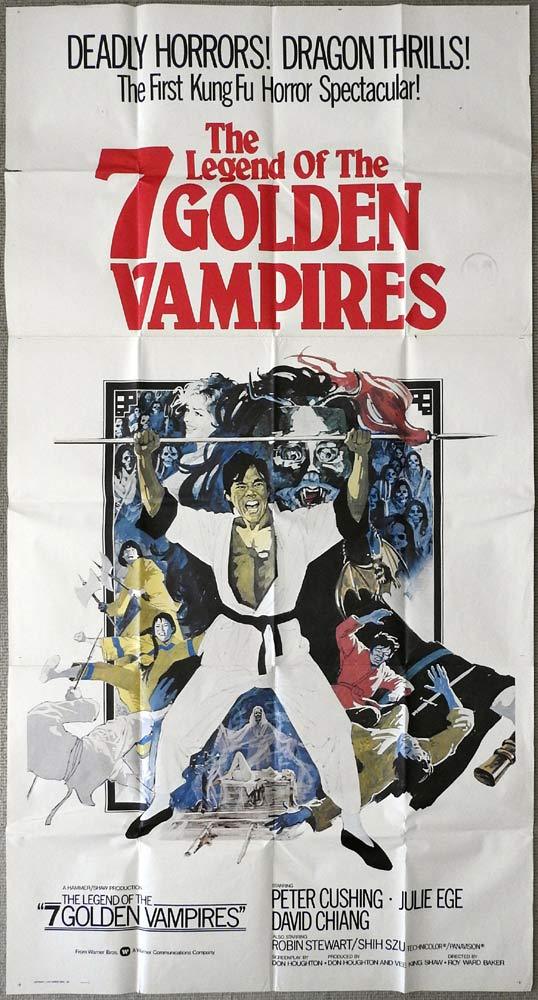 THE LEGEND OF THE 7 GOLDEN VAMPIRES Original 3 Sheet Movie Poster Hammer Kung Fu