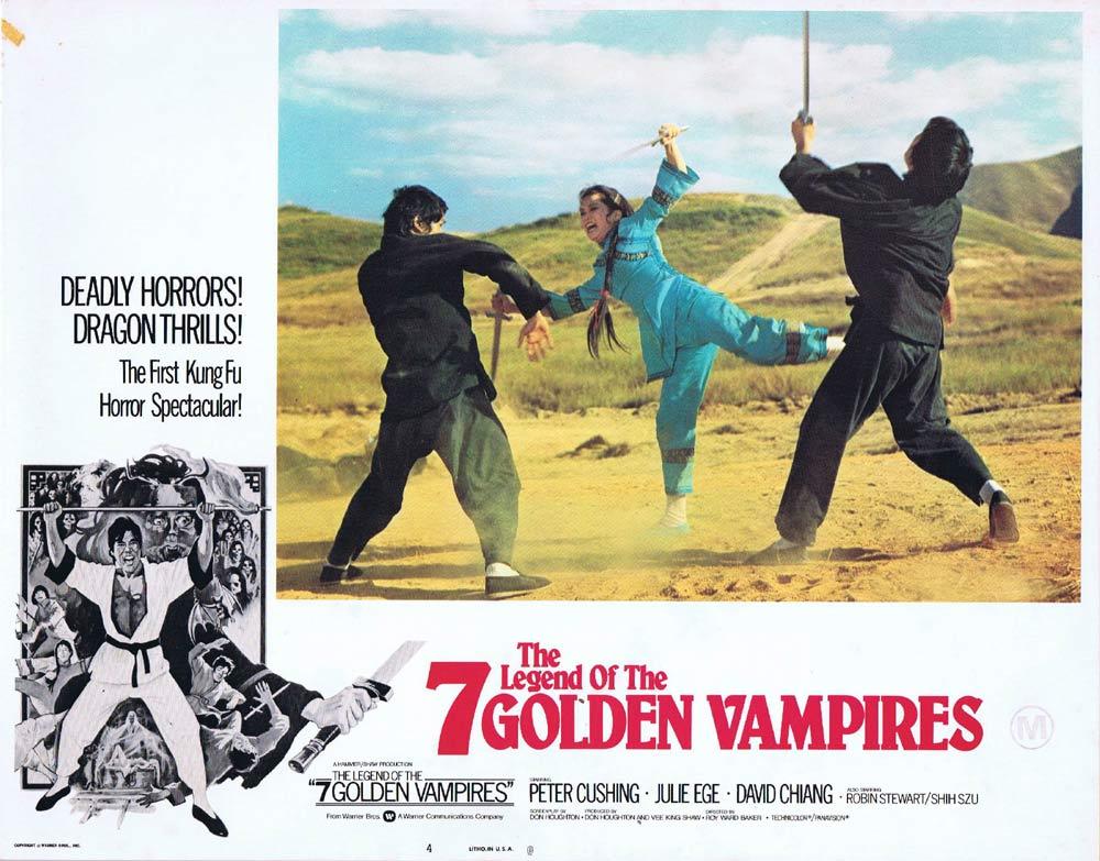 LEGEND OF THE 7 GOLDEN VAMPIRES Lobby Card 4 Hammer Horror Kung Fu