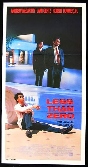 LESS THAN ZERO Daybill Movie Poster 1987 Robert Downey James Spader