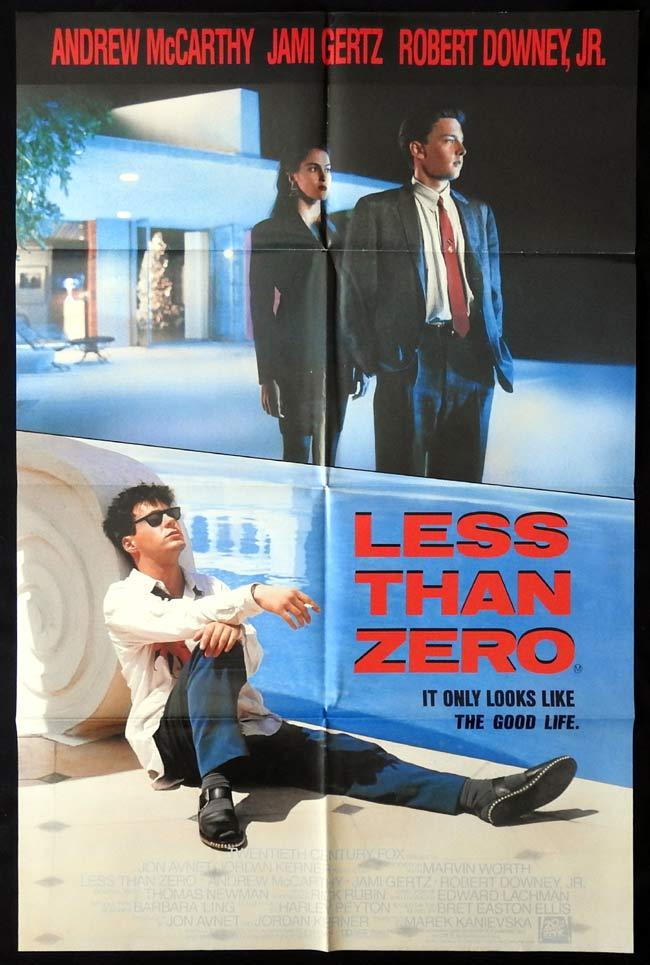 LESS THAN ZERO Original One sheet Movie poster Robert Downey Andrew McCarthy