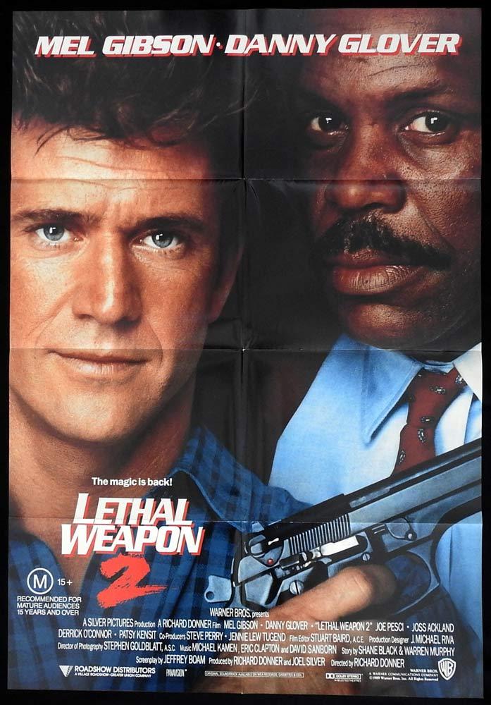 LETHAL WEAPON 2 One sheet Movie Poster Mel Gibson Danny Glover