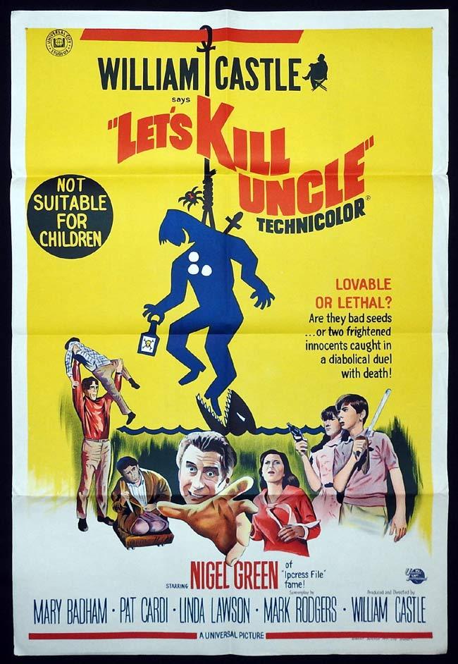 LET’S KILL UNCLE Original One sheet Movie poster WILLIAM CASTLE Nigel Green