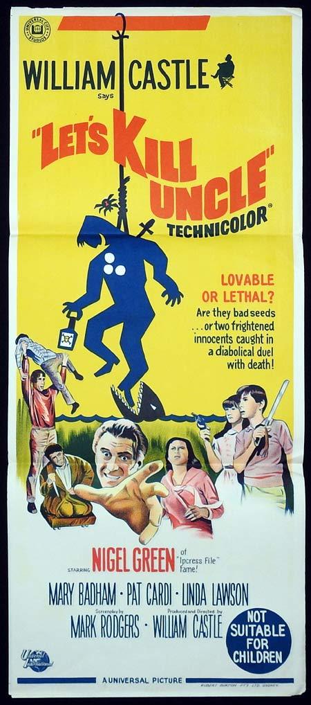 LET’S KILL UNCLE Original Daybill Movie poster WILLIAM CASTLE Nigel Green