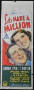 LET'S MAKE A MILLION Movie Poster 1936 Richardson Studio RARE Long daybill