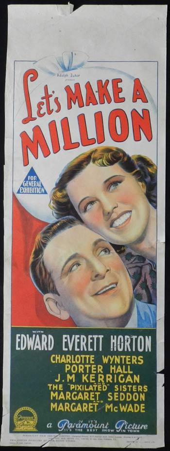 LET’S MAKE A MILLION Movie Poster 1936 Richardson Studio RARE Long daybill