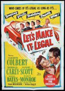 LET'S MAKE IT LEGAL Original One sheet Movie Poster MARILYN MONROE Claudette Colbert Macdonald Carey