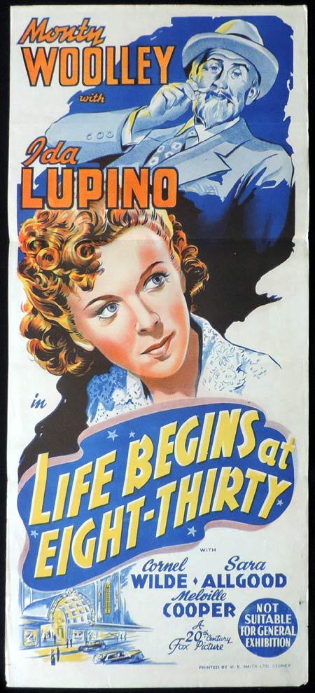 LIFE BEGINS AT EIGHT THIRTY Original Daybill Movie Poster 1942 Monty Woolley Ida Lupino
