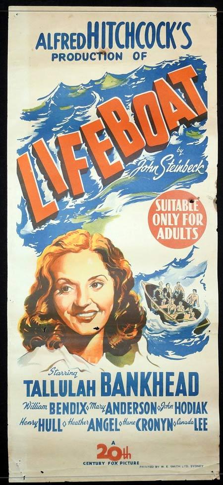 LIFEBOAT Original daybill Movie Poster Alfred Hitchcock Tallulah Bankhead