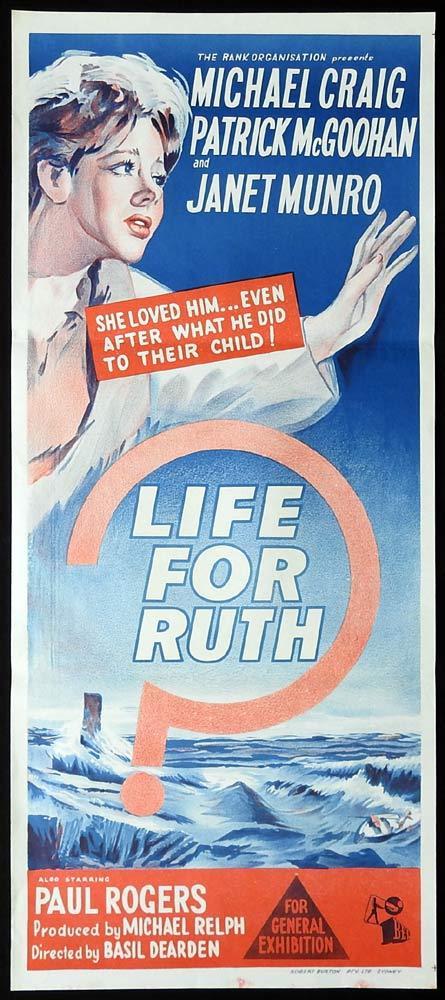 LIFE FOR RUTH Original Daybill Movie poster Michael Craig