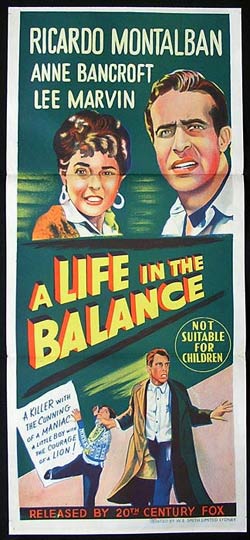 A LIFE IN THE BALANCE Daybill Movie poster Anne Bancroft Lee Marvin