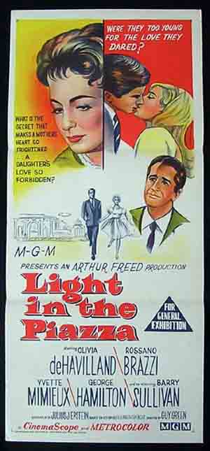 LIGHT IN THE PIAZZA Original Daybill Movie poster Olivia de Havilland