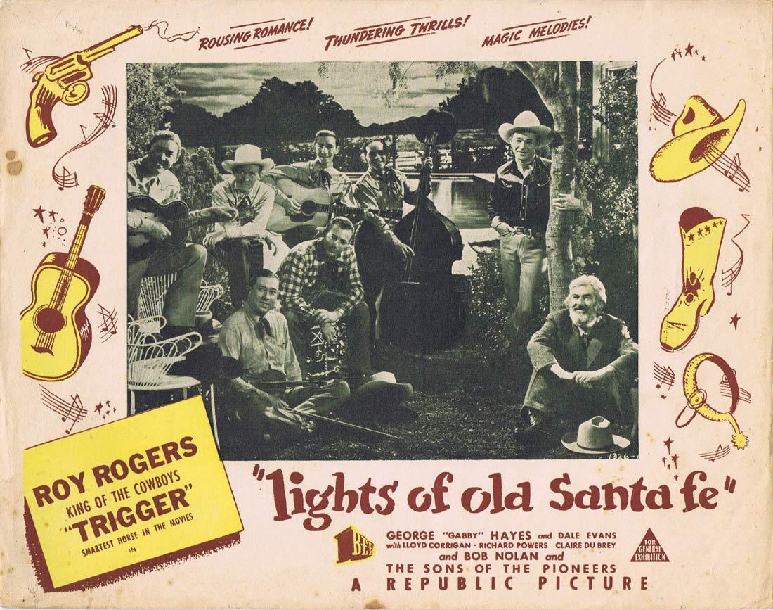 LIGHTS OF OLD SANTA FE Vintage Australian Lobby Card Roy Rogers Dale Evans Trigger