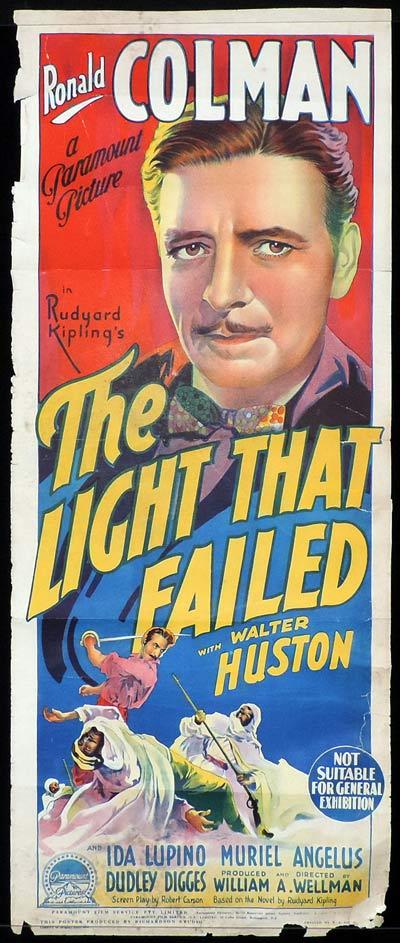 THE LIGHT THAT FAILED Long Daybill Movie poster 1939 Ronald Colman