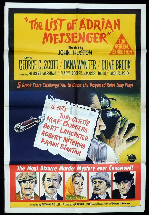 THE LIST OF ADRIAN MESSENGER One Sheet Movie George C.Scott Dana Wynter