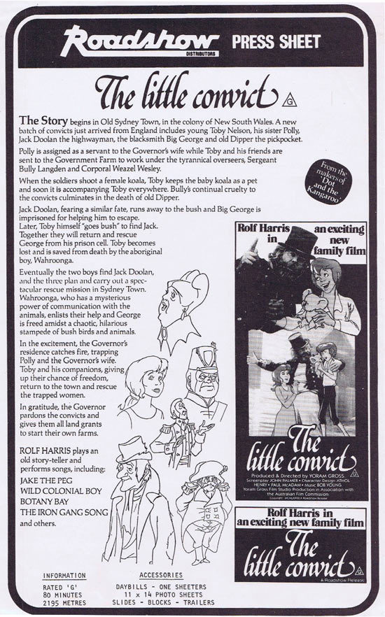 THE LITTLE CONVICT Rare AUSTRALIAN Movie Press Sheet