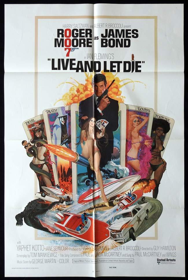 LIVE AND LET DIE Original One sheet Movie poster JAMES BOND Roger Moore