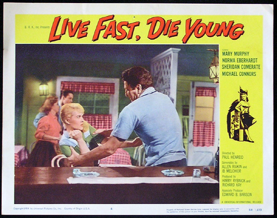LIVE FAST DIE YOUNG 1958 Bad Girl Norma Eberhardt Lobby card 4