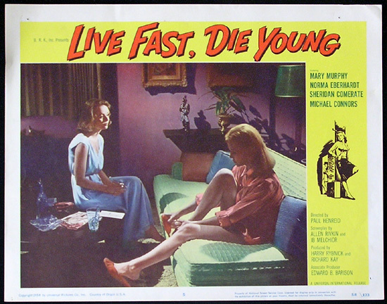 LIVE FAST DIE YOUNG 1958 Bad Girl Norma Eberhardt Lobby card 5