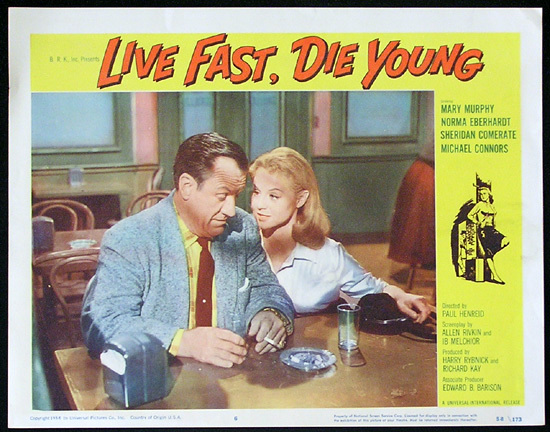 LIVE FAST DIE YOUNG 1958 Bad Girl Norma Eberhardt Lobby card 6