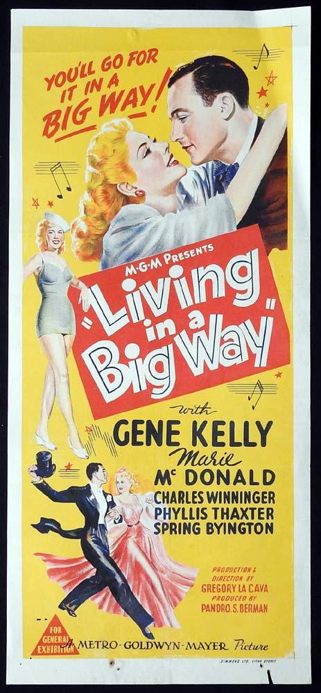 LIVING IN A BIG WAY Original Daybill Movie poster Gene Kelly Marie McDonald