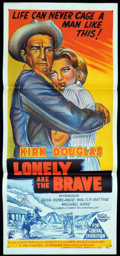 LONELY ARE THE BRAVE Original Daybill Movie Poster Kirk Douglas