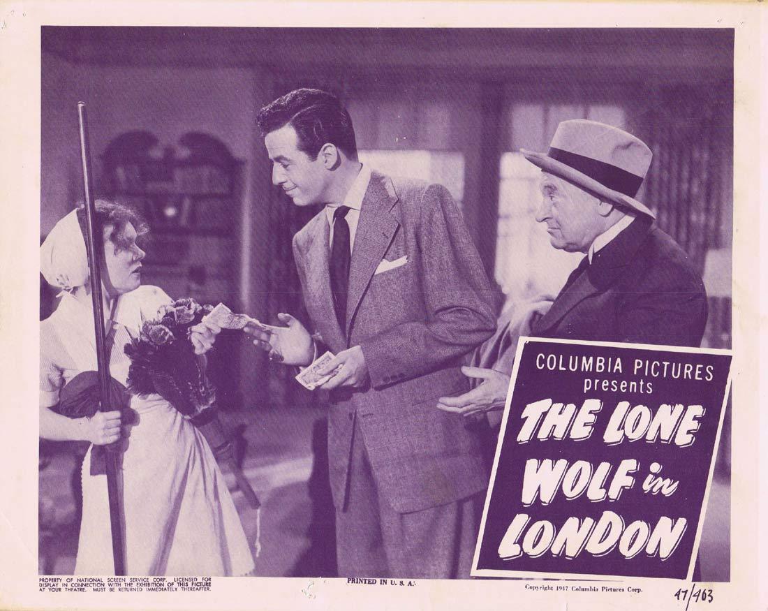 THE LONE WOLF IN LONDON Original Lobby Card Gerald Mohr Nancy Saunders Eric Blore
