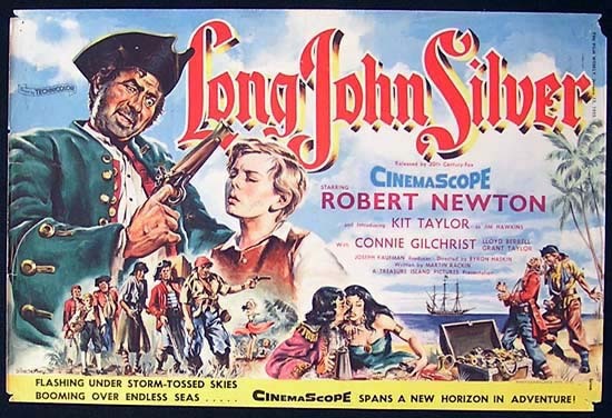 LONG JOHN SILVER 1954 RARE Australian Trade Ad Movie poster