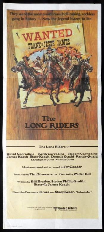 THE LONG RIDERS David Carradine RARE Daybill Movie poster